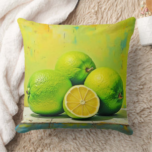 Limes' Bright Summer Pop Design Throw Pillow