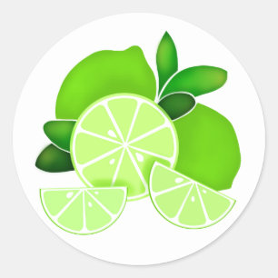 Limes lime slices sunny citrus pattern classic round sticker