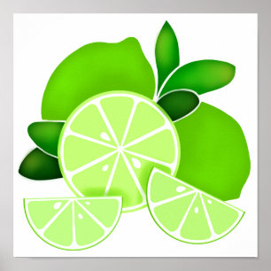 Limes   lime slices   sunny citrus pattern        poster
