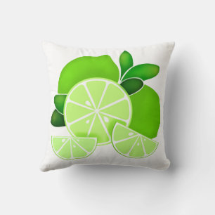 Limes   lime slices   sunny citrus pattern    throw pillow