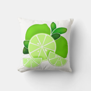 Limes   lime slices   sunny citrus pattern    throw pillow