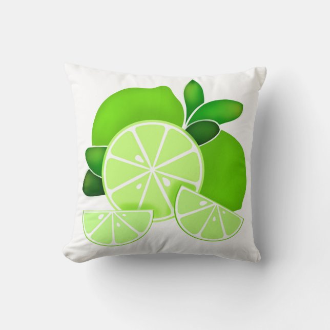 Limes | lime slices | sunny citrus pattern    throw pillow (Front)