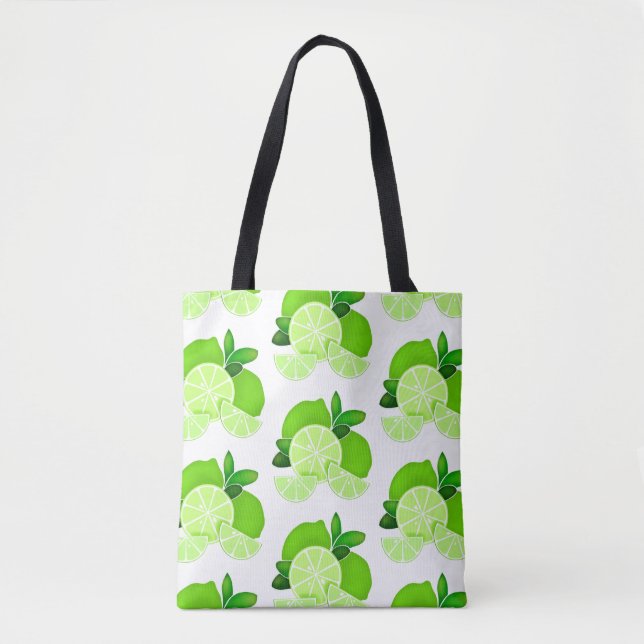 Limes | lime slices | sunny citrus pattern      tote bag (Front)