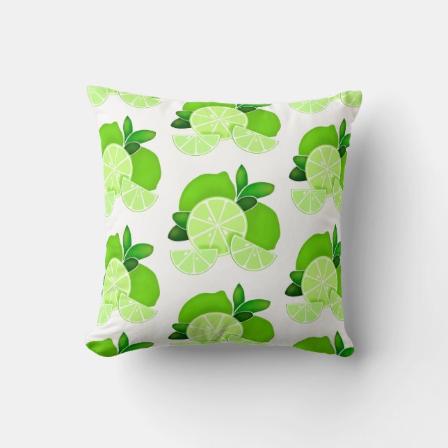 Limes sunny citrus pattern lime slices  throw pillow (Front)