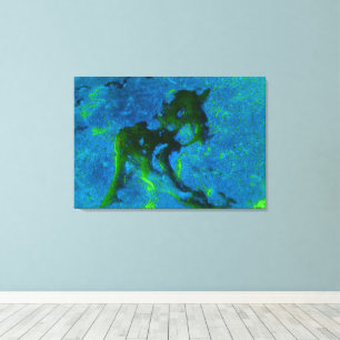 Limestone Abstract in Greens and Aqua Blues Canvas Print