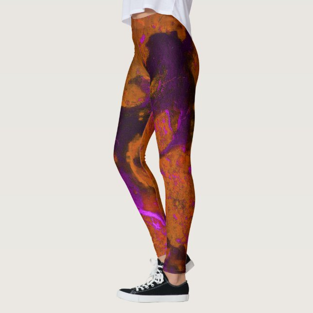 Limestone Abstract in Purples and Burnt Orange Leggings (Left)