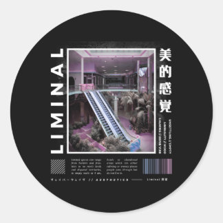 Liminal Spaces Vaporwave Aesthetic Kawaii Pastel G Classic Round Sticker