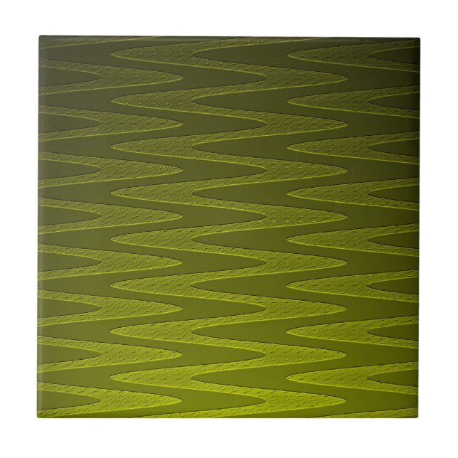 Liminous Olive Green Zigzag Pattern Tile (Front)