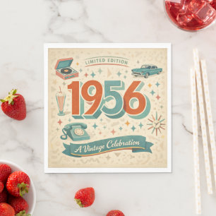 Limited Edition 1956 Birthday 50s Retro Style Napkin