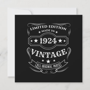 Limited Edition Made In 1924 Vintage Birthday Gift Invitation