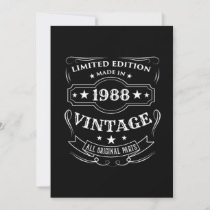 Limited Edition Made In 1988 Vintage Birthday Gift Invitation