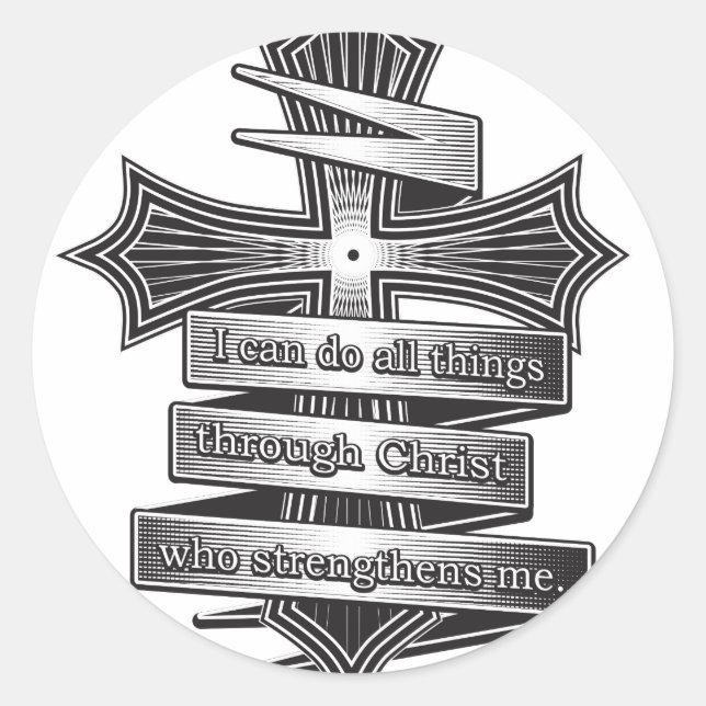Limited Edition Philippians 4:13 Christian Bible Classic Round Sticker (Front)