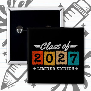 Limited Edition Retro Vintage Senior Class of 2027 2 Inch Square Button