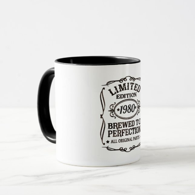 Limited Edition Vintage Custom Birth Year Number Mug (Front Left)