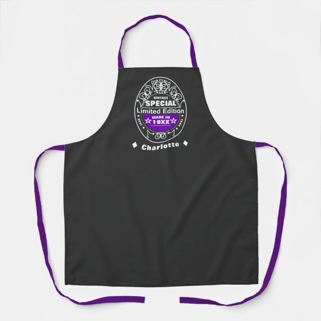 Limited Edition Year Born Personalized Birthday Apron (Front)
