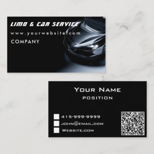 Limo & Taxi Service Elegant Dark Limousine  Business Card