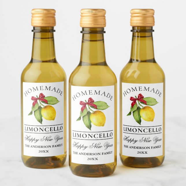 Limoncello Aquarelle Nouvel An Mini Étiquette bout (Bouteilles)
