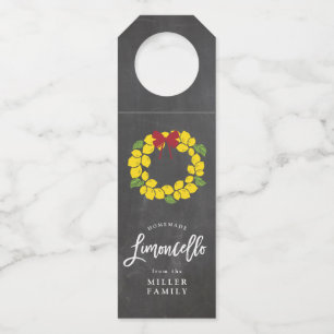 Limoncello bottle tag, lemon wreath bottle tag
