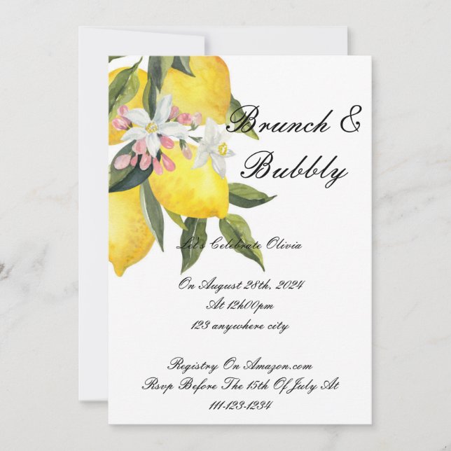 LIMONCELLO BRIDAL SHOWER INVITATION (Front)