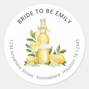 Limoncello Bride to Be Name Return Address Classic Round Sticker