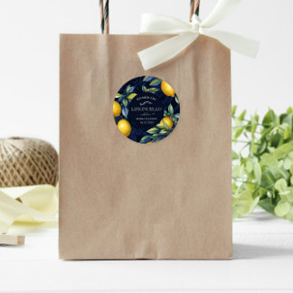Limoncello Chalkboard Monogram Favour Classic Round Sticker