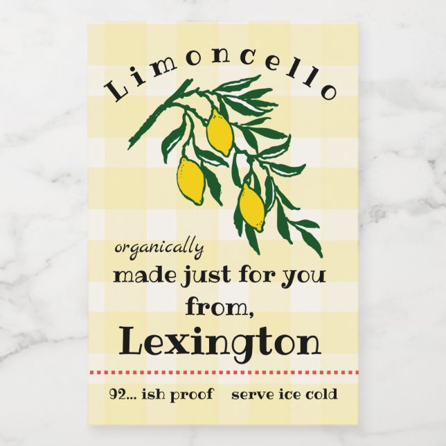 Limoncello Étiquette bouteille de citron bio | (Étiquettes simples)