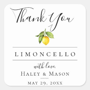 Limoncello Favour Thank You Square Sticker