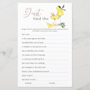 Limoncello Find the Guest Bridal Shower Game