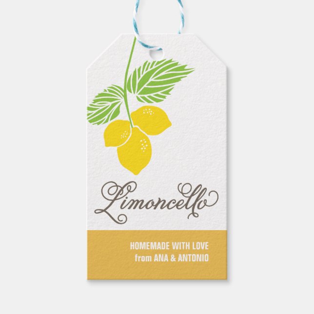 Limoncello Gift Tag, favour tag, hanging tag (Front)