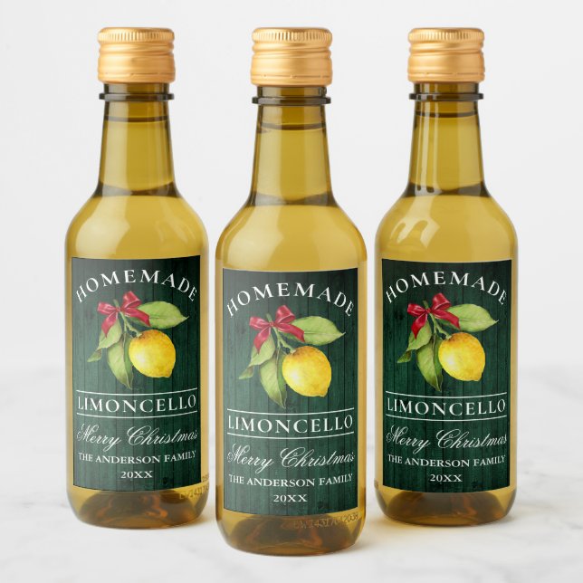 Limoncello Green Wood Christmas Mini Bottle Label (Bottles)