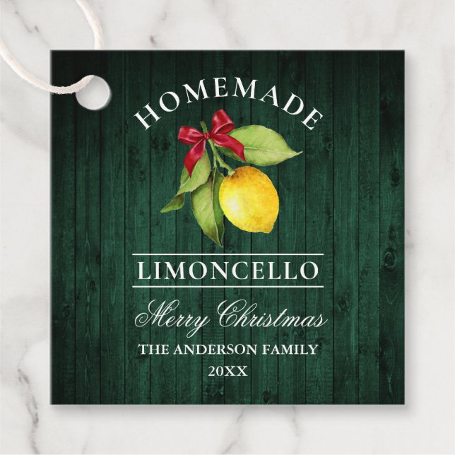 Limoncello Green Wood Print Merry Christmas Tag (Front)
