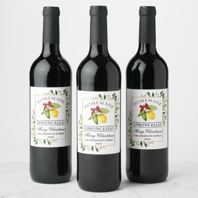 Limoncello Greenery Christmas Bottle Labels (Bottles)