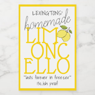 Limoncello Homemade Bottle Label  