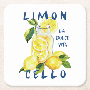 Limoncello Italy –La Dolce Vita Lemon Summer Party Square Paper Coaster