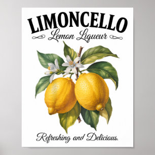 Limoncello Italy Vintage Refreshing Lemon Vacation Poster
