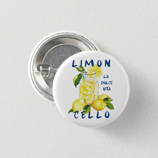 Limoncello La Dolce Vita Souvenir Italy Lover 1 Inch Round Button (Front & Back)