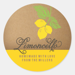 Limoncello Label, 1.5 inch round lemon sticker