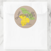 Limoncello Label, lemon illustration Classic Round Sticker (Bag)