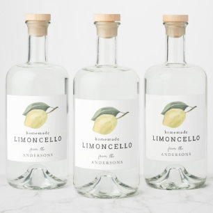 Limoncello Lemon Floral White Liquor Bottle Label