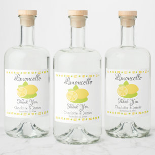 Limoncello Lemon Fruit Personalized Thank You Liquor Bottle Label