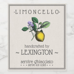 Limoncello Lemon Illustration Tall Bottle Label  