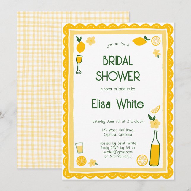 Limoncello Lemonade CUSTOM Bridal Shower  Invitation (Front/Back)