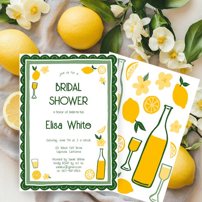 Limoncello Lemonade CUSTOM Bridal Shower  Invitation (Limoncello Lemonade Lemons  Cute CUSTOM Bridal Shower Invitation
)