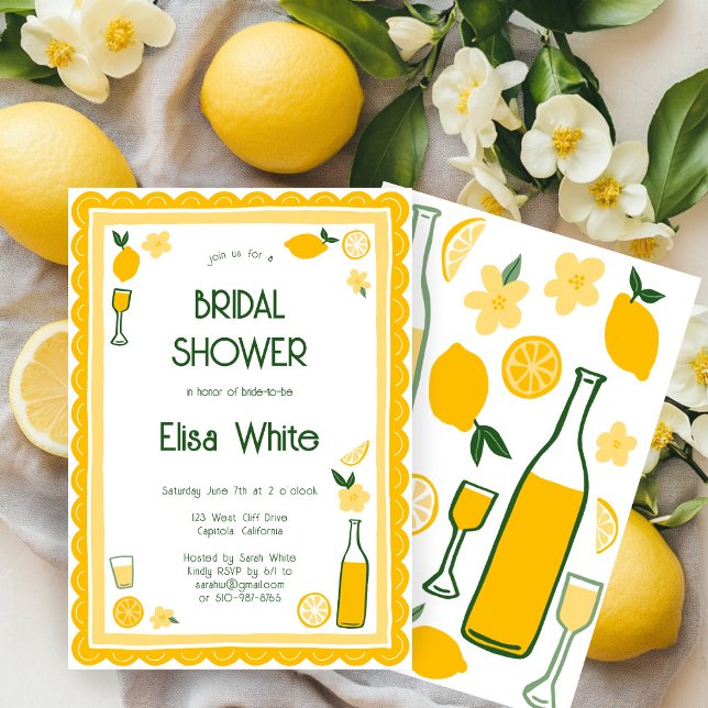 Limoncello Lemonade CUSTOM Bridal Shower  Invitation (Limoncello Lemonade Lemons CUSTOM  Cute Bridal Shower Invitation
)