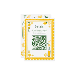 Limoncello Lemonade CUSTOM QR Bridal Shower  Enclosure Card