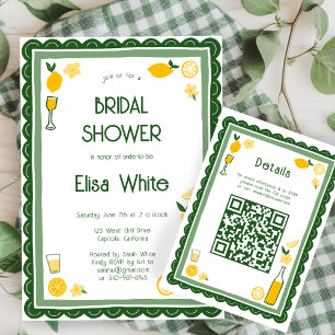 Limoncello Lemonade CUSTOM QR Bridal Shower  Enclosure Card