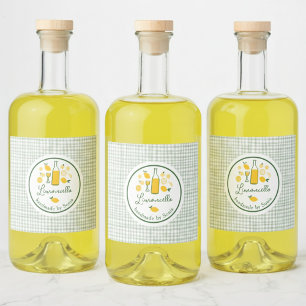 Limoncello Lemonade Lemon Gingham Handmade CUSTOM Liquor Bottle Label