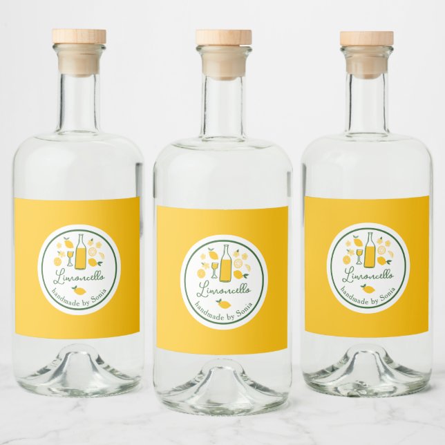 Limoncello Lemonade Lemon Handmade Craft CUSTOM  Liquor Bottle Label (Bottles)