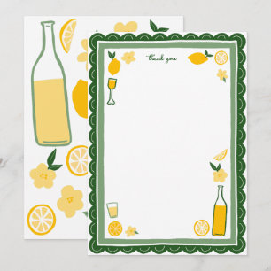 Limoncello Lemonade Lemons CUSTOM Birthday Thank You Card
