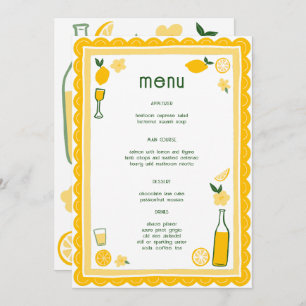 Limoncello Lemonade Lemons CUSTOM Bridal Shower  Menu